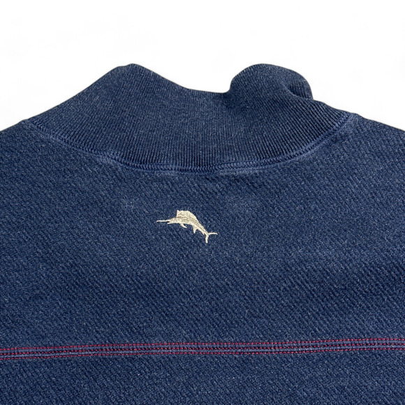 Tommy Bahama Sweater Adult LARGE Blue Gray Reversible Pullover Striped Solid - Picture 10 of 12